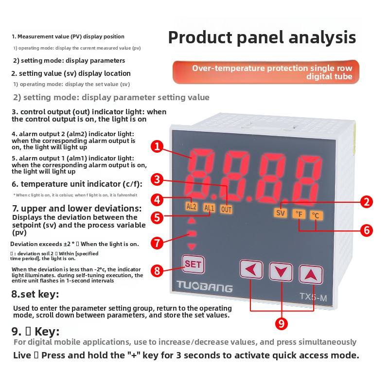 TX5-S/M/H/L/W Single-Row LED Display Smart PID Thermostat K/E/PT100 Type Industrial Temperature Controller for Packaging Machine