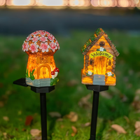 Lampe décorative solaire LED en résine étanche pour jardin, maison de fée, piquet lumineux pour allée, pelouse et cour extérieure