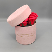 Boîte cadeau ronde en carton recyclé rose de luxe avec revêtement mat/UV, boîte d'emballage personnalisable avec couvercle