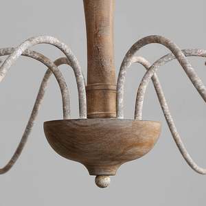 Lustre rustique en bois et fer de style campagnard français, lampe suspendue à bougies <span class=keywords><strong>pour</strong></span> salon, salle à manger, chambre, villa, <span class=keywords><strong>cuisine</strong></span> - Vente en gros - Product Image 4