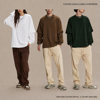 T-shirt à manches longues pour homme, 305 GSM, coton 100 % de qualité supérieure, avec design de manches superposées, pour la mode streetwear masculine, vente en gros