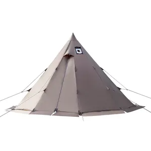 חם אוהל עם תנור שקע Bushcraft מקלט 4 ~ 6 אדם 4 עונה Tipi למשפחה קמפינג ציד דיג עמיד למים רוח הוכחה