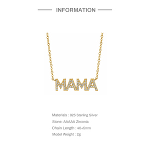 สร้อยคอเงินแท้ CANNER S925 ประดับเพชรซิคอน ตัวอักษร Mama ของขวัญวันแม่สำหรับคุณแม่ - Product Image 2