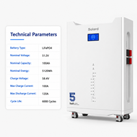Batterie de stockage intelligente Solard 51.2V 100Ah, 8000 cycles, empilable, LiFePO4 hybride CAN, pour appareils électroménagers, garantie 10 ans, 5kWh