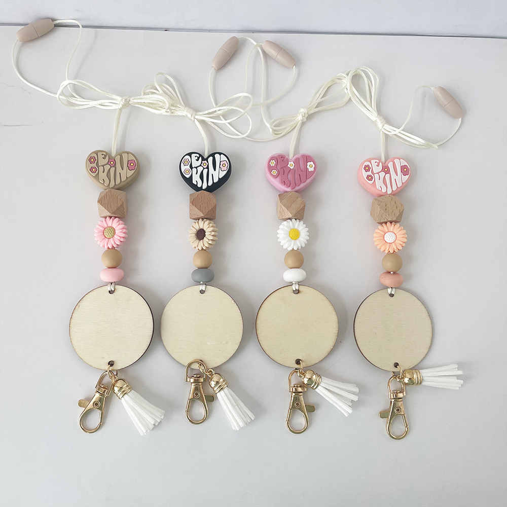 Tongxin Pencil Silicone Beaded Lanyard Apple Shape Pendant Badge Keychain for Teachers Day Gifts Image 5