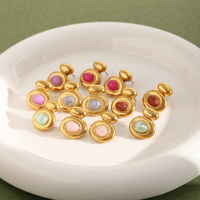 Boucles d'oreilles clous en résine bicomposante Dreamshow, accents ronds multicolores, acier inoxydable 316L plaqué or, bijoux de créateur étanches