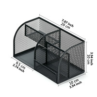 Support de stylos et crayons carré en métal noir à quatre compartiments, nouveau organisateur de bureau, pour la maison, le bureau et l'école, support pour notes autocollantes