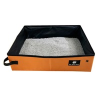 Bac à litière carré portable pour chat, toilette extérieure pliable, compatible voiture, design anti-éclaboussures, facile à nettoyer, manuel