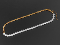 Collier de perles en acier inoxydable plaqué, chaîne torsadée, épissage de brins métalliques, collier de perles