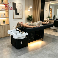 Lit de lavage de cheveux extensible pour salon de beauté avec cuvette en céramique, table de massage thaïlandaise, lit de spa capillaire