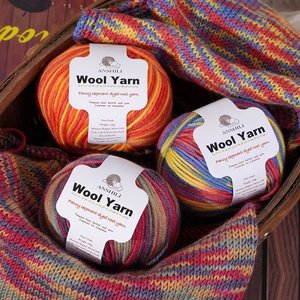 Fil de laine mélangé et teint par segments, 290 fils, épaisseur moyenne, pour tricot à la main de pulls pour bébés, vente en gros transfrontalière, Hebei - Product Image 2