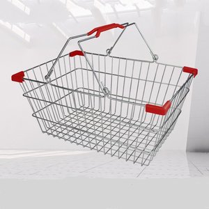 Paniers de courses en fil d'acier électroplaqué, paniers à main avec poignées, tailles personnalisées disponibles pour projets de supermarchés - Product Image 1