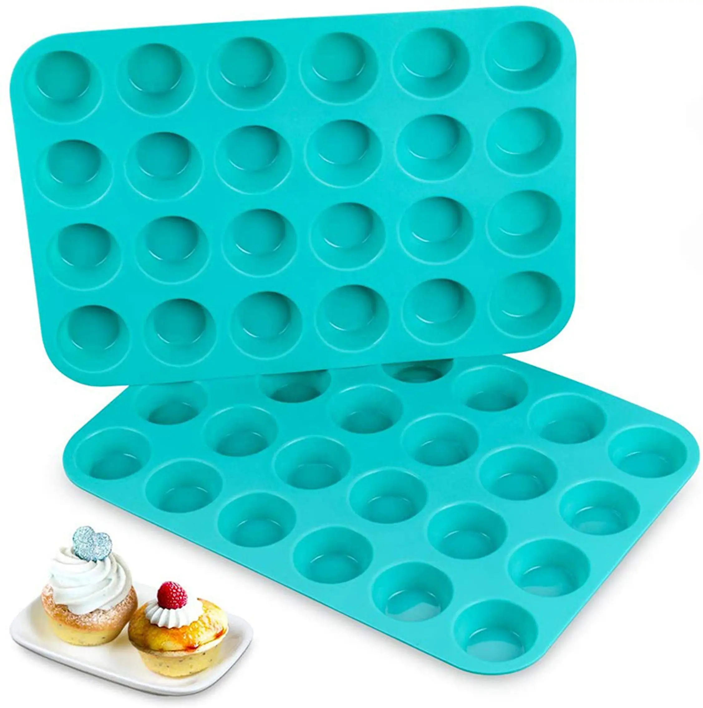 High Quality Thicken 24 Hole Round Silicone Mold Handmade Soap Mold Muffin Cup Cookie Mold Baking Tray For Cupcakes