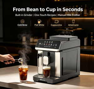 Cafetera Espresso Automática Anbolife de 1350W con Molinillo Integrado, Pantalla Táctil, 8 Recetas de Café y Espumador de Leche de un Toque - Product Image 6