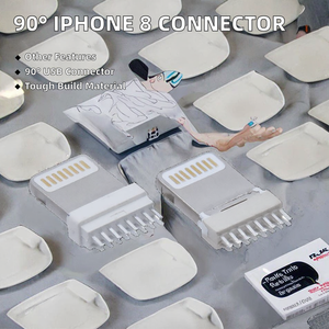 หัวชาร์จ I-Phone 8ขา <span class=keywords><strong>USB</strong></span> ชนิด <span class=keywords><strong>B</strong></span> iOS หัวต่อตัวผู้90องศา2.4A สแตนเลส SMT - Product Image 3