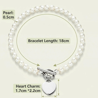 Bracelets de mariage pour femmes, élégants et délicats, avec logo personnalisé, en acier inoxydable plaqué PVD, avec perle en forme de cœur, style vintage.