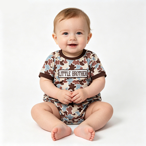 Toddler Boys Light Blue Fishing Lure Embroidery Bubble Romper Red Gingham Trim Summer Short Sleeve Baby Outfit Wholesale - Product Image 5