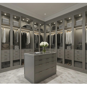 Armoires de luxe modernes haut de gamme avec portes en verre, îlots de rangement, dressing, systèmes de dressing sur mesure en bois pour chambre à coucher - Product Image 5