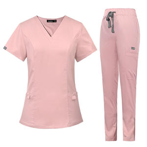 Divise in Rayon di poliestere per infermiere ospedaliere set di scrub a maniche corte set di uniformi da scrub personalizzate per Spa di bellezza - Product Image 4