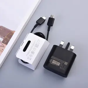 Gốc Anh 3 Pin Có Thể Gập Lại Cắm Duy Nhất USB Loại C Cổng 25W Siêu Nhanh Sạc Tường Điện Thoại Sạc Cho iPhone Samsung Galaxy