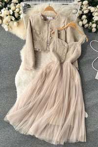 Ensemble de vêtements d'hiver pour femmes de haute qualité, manteau décontracté, haut à blocs de couleur, en tissu peigné, vente en gros - Product Image 6