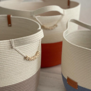 Proprio pane all'ingrosso grande cesto intrecciato a mano bianco <span class=keywords><strong>grigio</strong></span> cesto rotondo in corda di cotone per riporre la biancheria - Product Image 2