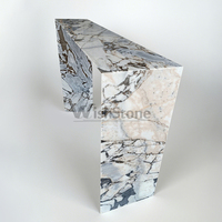 Table console en marbre blanc éléphant, forme en U, table d'entrée, table de couloir, marbre massif de luxe pour la décoration de la maison et de la villa