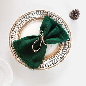 Lot de 4 serviettes carrées à franges en coton 100% réutilisables, tissées à la main, faciles d'entretien, lavables, nappe de table de mariage, style américain - Product Image 5