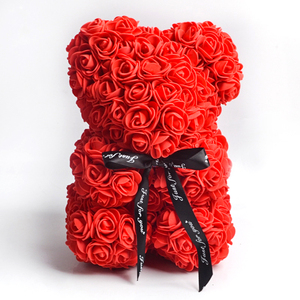 Hot sale amazon artificial flower PE Roses Valentine Christmas gift 25cm 40cm 60cm Rose Teddy bear With Box Rose bear