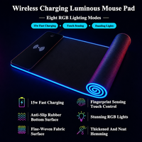 Tapis de souris sans fil personnalisé avec recharge RGB, surface en tissu micro-texturé, tapis de bureau antidérapant en caoutchouc pour le jeu et le bureau