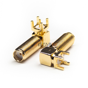 Connecteur SMA femelle <span class=keywords><strong>à</strong></span> angle droit, corps long, montage sur panneau, trou traversant, PCB, 50 ohms, <span class=keywords><strong>jack</strong></span> - Product Image 6