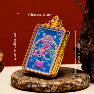 Pendentif Thangka en laiton peint à la main, Zajilam Manjushri Green Tara Wuye, portable, nouveau style chinois, artisanal, Tsa, décoration de la maison - Product Image 5