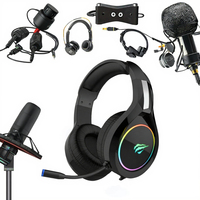 Pour Havit H2232D casque de jeu dynamique sur l'oreille RGB LED 3.5MM micro filaire Microphone détachable USB Auriculares Gamer bandeau