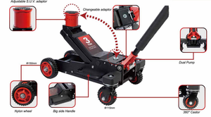 New Arrived 3 Ton Hydraulic Single Pump/double Pump <strong>Car</strong> <strong>Jack</strong> With With Offroad Wheels Horizontal <strong>Jack</strong> With <strong>Big</strong> Wheels - Product Image 1
