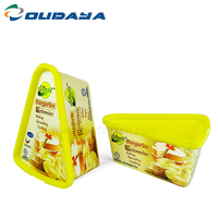 Envase de Plástico Triangular con Tapa para Margarina, Contenedor para Untar Queso, Caja para Sándwiches, Diseño Nuevo y Único con Impresión IML Personalizada
