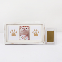 Cadre photo commémoratif pour empreintes de pattes d'animaux, empreintes de chiens et de chats, cadeau personnalisé DIY, tampon gratuit, bois imperméable
