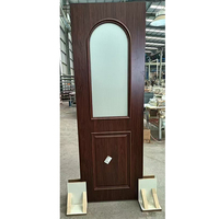 Porte en bois avec verre trempé cannelé givré, semi-vitrée, étanche, finition élégante pour hall, chambre, hôtel, salle de bain, villa, école