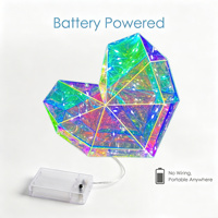 Ornement suspendu moderne en forme de cœur Symphony, irisé blanc chaud, 30 LED, fonctionne à piles, artisanat écologique, Noël