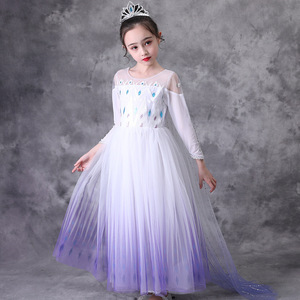 Robe de princesse Elsa inspirée de <span class=keywords><strong>La</strong></span> <span class=keywords><strong>Reine</strong></span> <span class=keywords><strong>des</strong></span> <span class=keywords><strong>Neiges</strong></span> pour filles, avec corsage orné de diamants, manches longues, en tulle, costume de cosplay pour fête de Noël - Product Image 3
