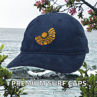 Casquettes de sport personnalisées de qualité supérieure pour surfistes, design 6 panneaux, broderie 3D, fermeture à boucle métallique, en velours côtelé, non structurées, unisexe, quatre tailles