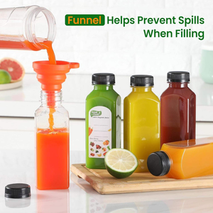 Bouteille carrée française vide en plastique de 1 oz, 2 oz, 6 oz, 8 oz, 10 oz, 12 oz, 16 oz pour jus, idéale pour stocker les boissons froides maison, avec bouchon à vis. - Product Image 5