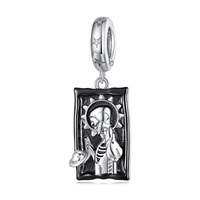 Pendentif Tarot du Monde en Zircon Plaqué Argent 925 avec Séparation des Couleurs, Breloques et Accessoires Perlés, Cadeau