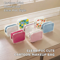 Pochette cosmétique transparente en PVC personnalisée, trousse de maquillage transparente, étui de toilette à fermeture éclair avec imprimé cartoon, organiseur de voyage