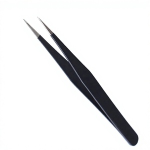 Pince à épiler sourcils DANTRIC IMPLANTS en acier inoxydable doré rose, à pointe inclinée et plate, durable, avec applicateur, logo personnalisé, lot de 4 - Product Image 3