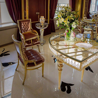 Tables de salle à manger rondes de luxe en acier inoxydable doré pour événements, mariages, fêtes et hôtels