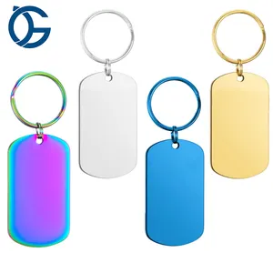 Customized Logo Name Mirror Polished Stainless Steel Engraved Blank Bar Keychain Long Pendant Metal Stainless Steel Car Keychain