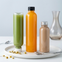 Botellas de Plástico de 500 ml y 1 L para Bebidas Frías, Botellas de Jugo de 12 oz con Tapas, Botella de Plástico PET Transparente para Café y Jugo con Tapa de Rosca