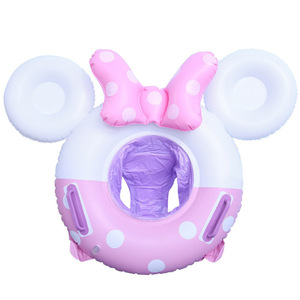 Anillo de natación inflable rosa con asas para bebés y niños pequeños, para usar en piscinas y parques acuáticos. - Product Image 5