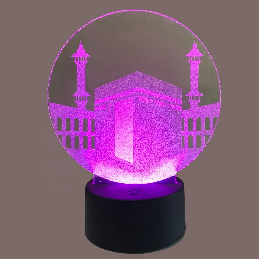wholesale LED Lamp Decoration Touch LED 3D Light Holy Night Light For Muslim Gift Acrylic Table Lamp for Islamic