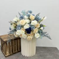Bouquet de fleurs artificielles violettes, grande taille 70 cm, roses en soie rondes, fleurs et plantes mélangées, décoration pour la maison, salon